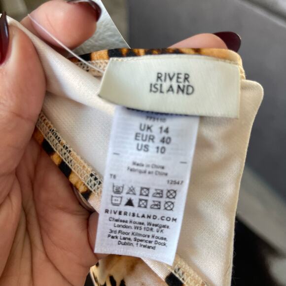 River Island Brown Leopard Print Balconette Bikini Top Size 10 - Picture 7 of 7